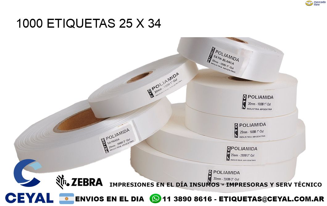 1000 ETIQUETAS 25 x 34