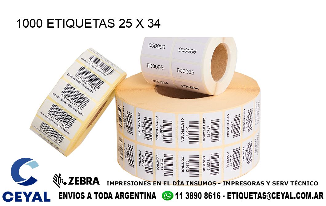 1000 ETIQUETAS 25 x 34
