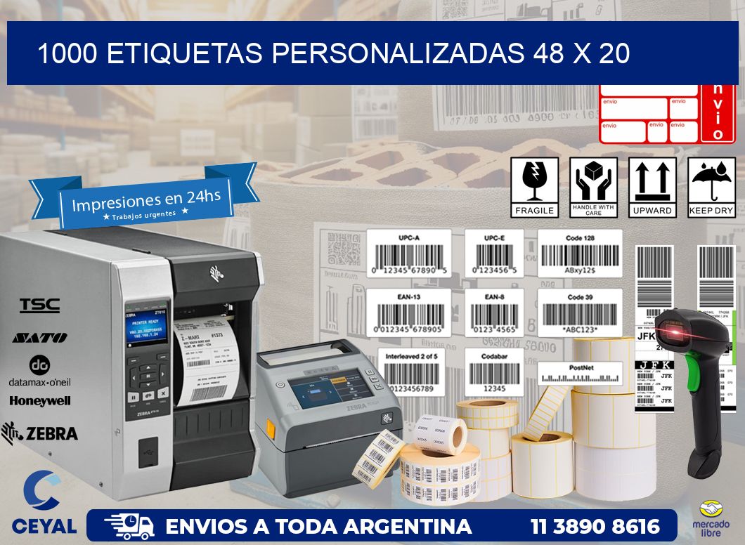 1000 ETIQUETAS PERSONALIZADAS 48 x 20