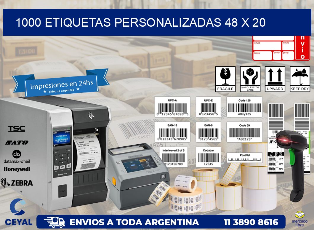 1000 ETIQUETAS PERSONALIZADAS 48 x 20