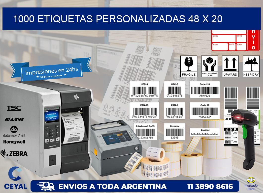 1000 ETIQUETAS PERSONALIZADAS 48 x 20
