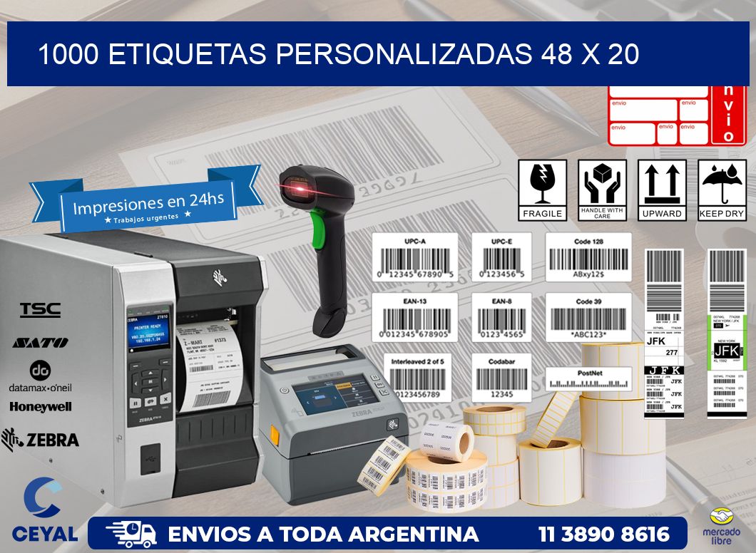 1000 ETIQUETAS PERSONALIZADAS 48 x 20