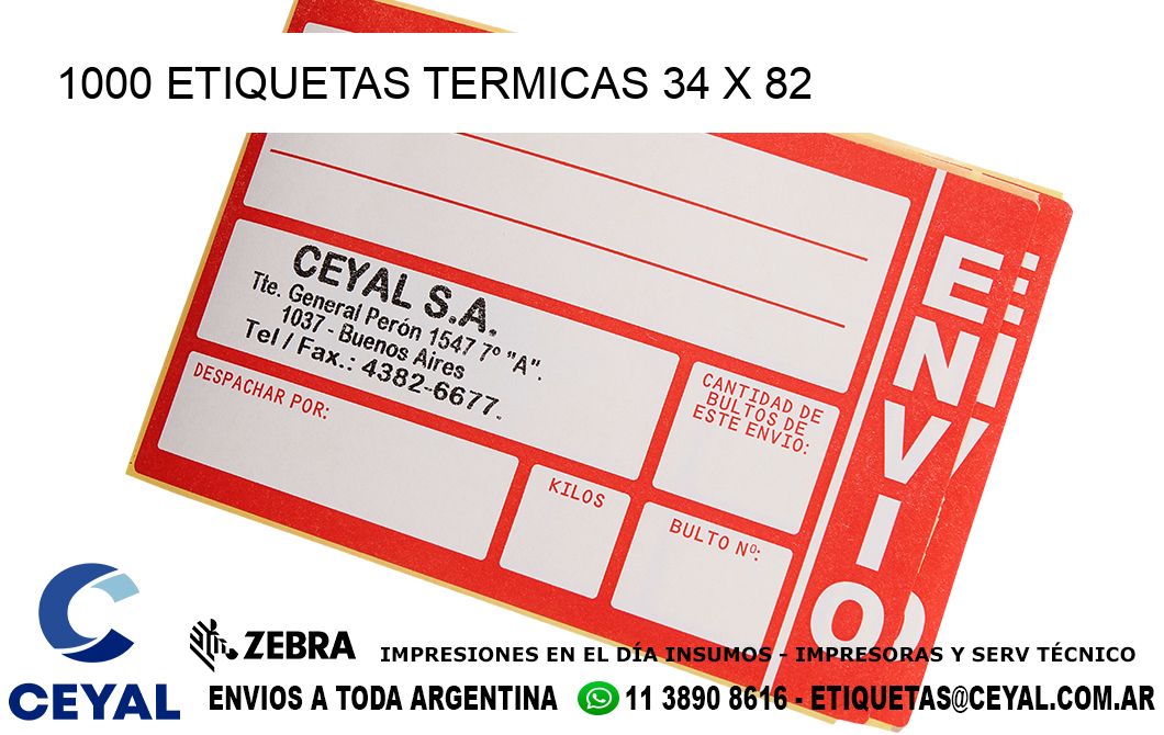 1000 ETIQUETAS TERMICAS 34 x 82