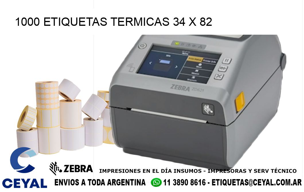 1000 ETIQUETAS TERMICAS 34 x 82