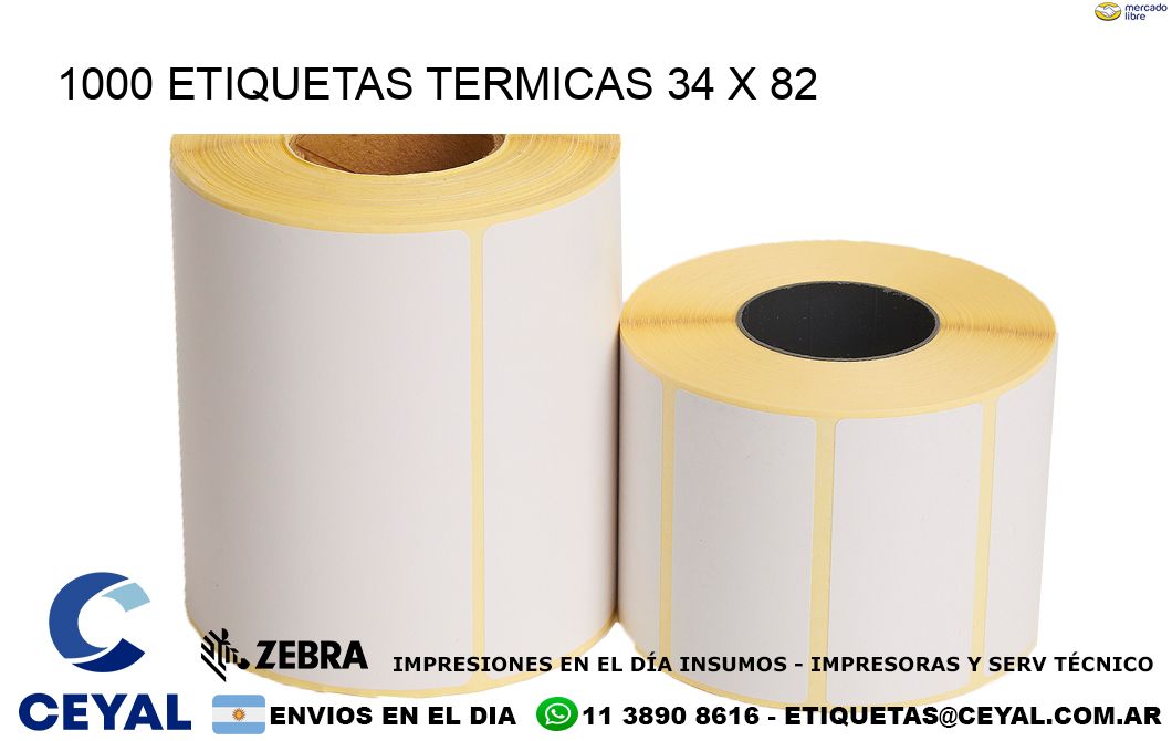 1000 ETIQUETAS TERMICAS 34 x 82