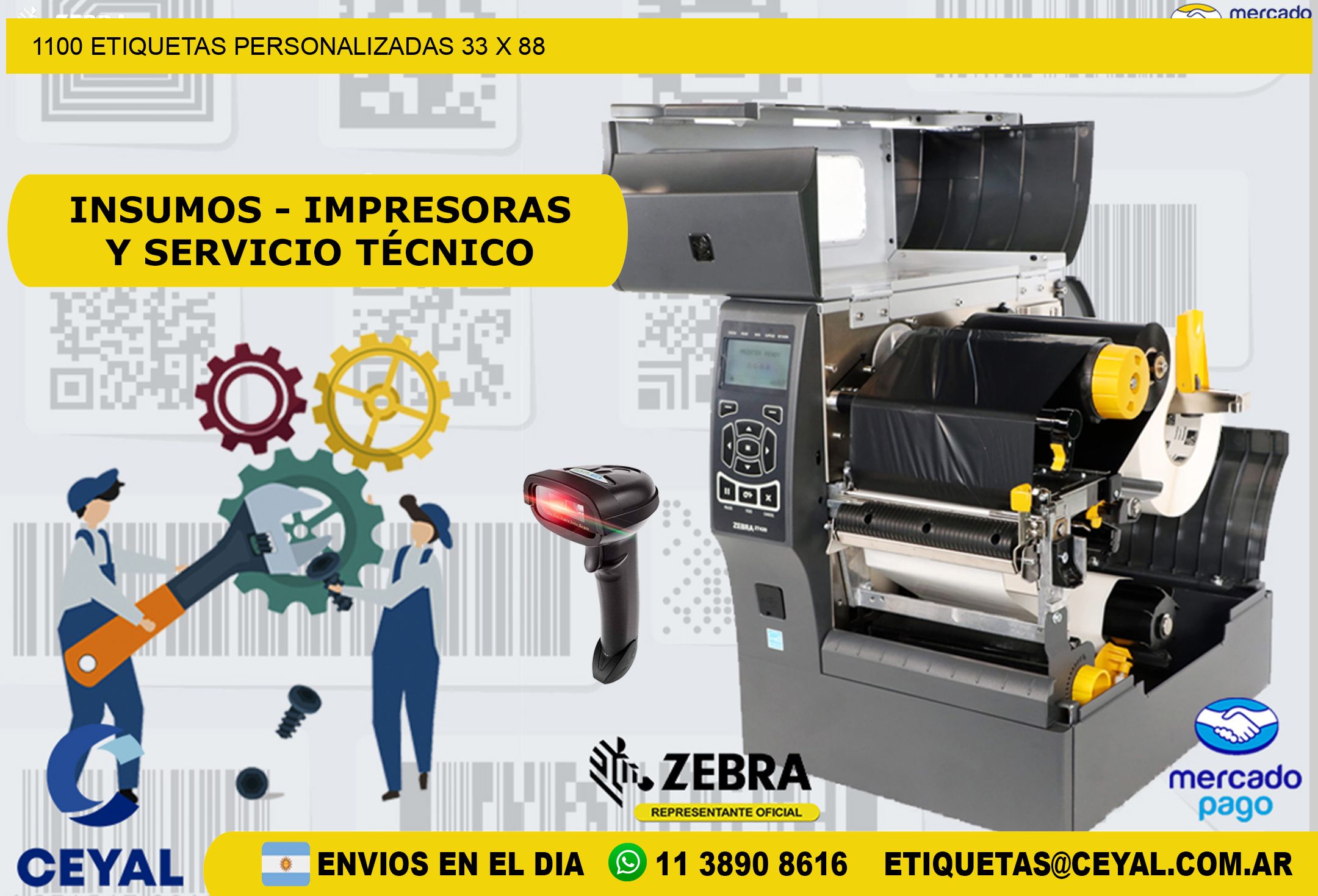 1100 ETIQUETAS PERSONALIZADAS 33 x 88
