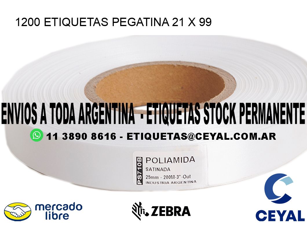 1200 ETIQUETAS PEGATINA 21 x 99