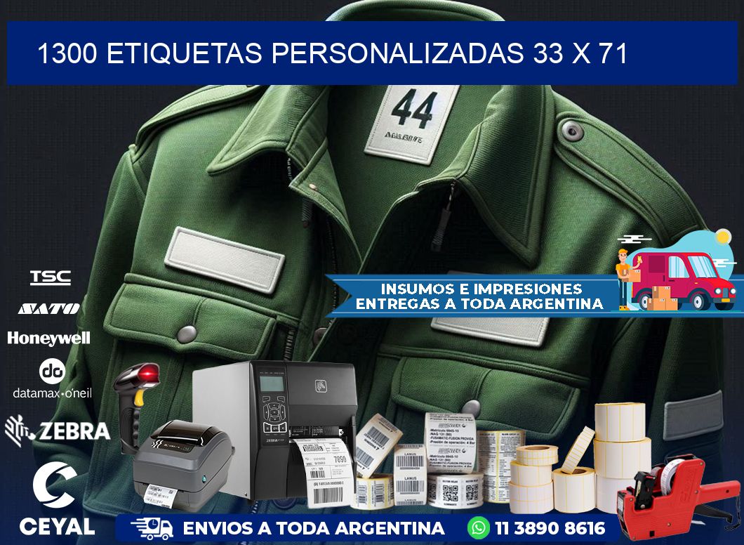 1300 ETIQUETAS PERSONALIZADAS 33 x 71