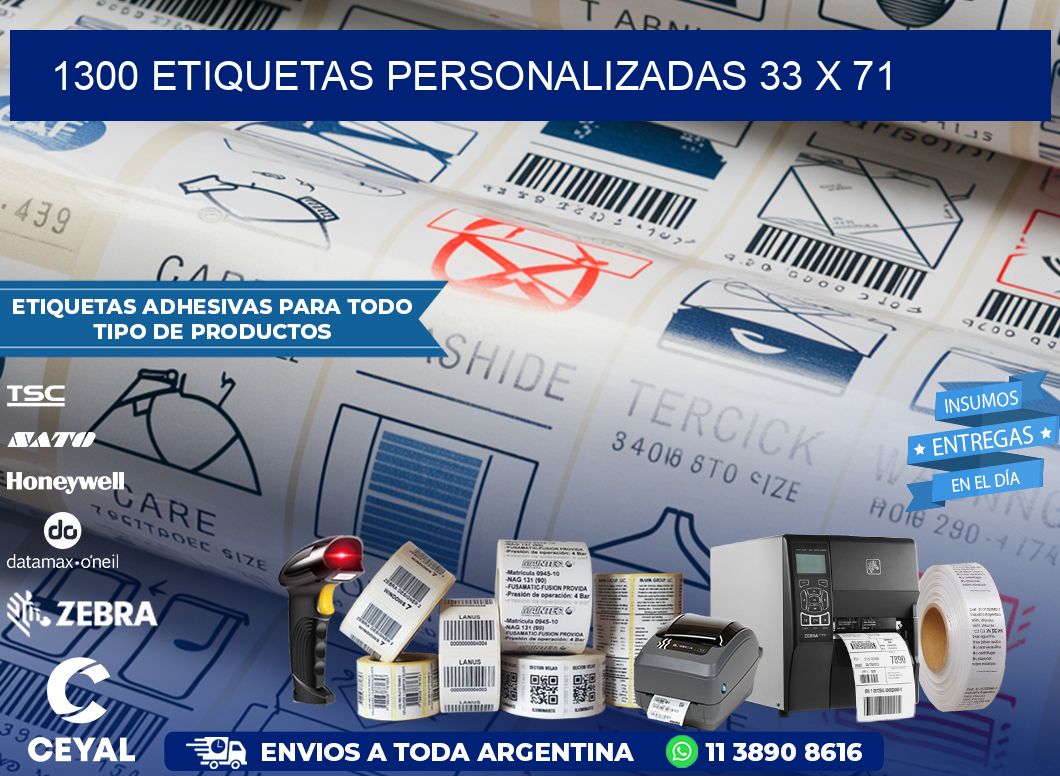 1300 ETIQUETAS PERSONALIZADAS 33 x 71