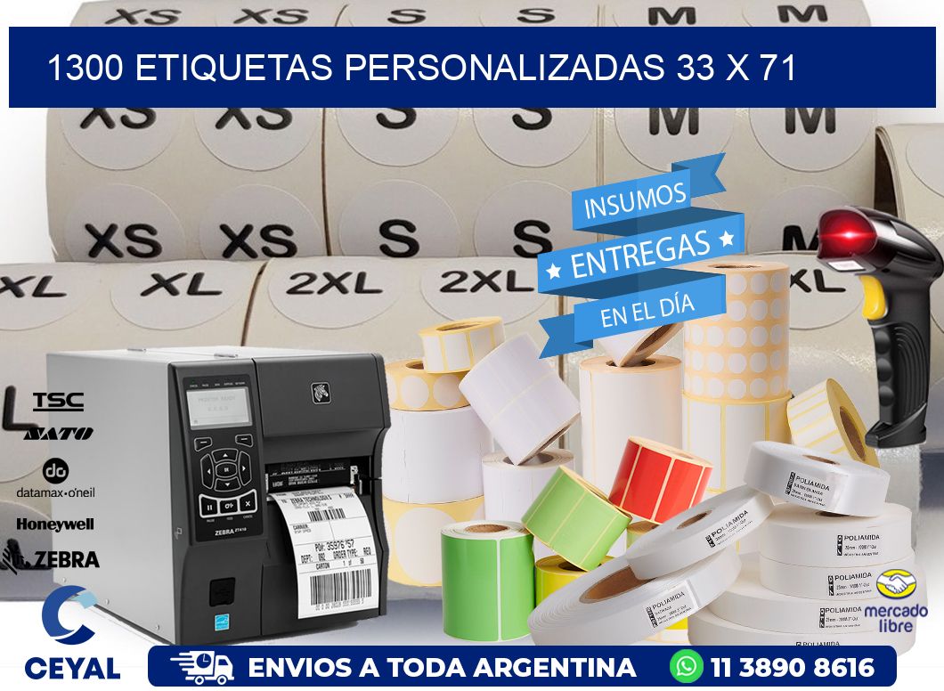1300 ETIQUETAS PERSONALIZADAS 33 x 71