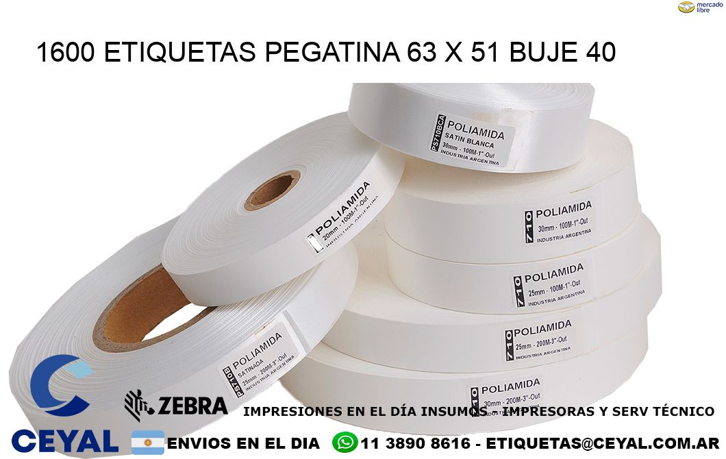 1600 ETIQUETAS PEGATINA 63 x 51 buje 40