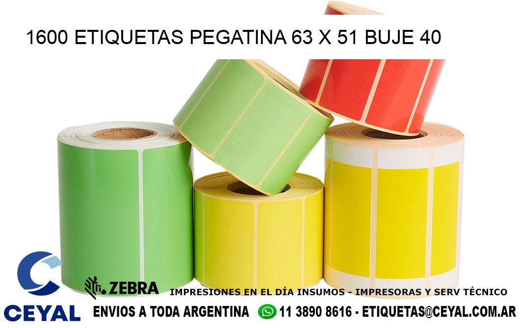 1600 ETIQUETAS PEGATINA 63 x 51 buje 40