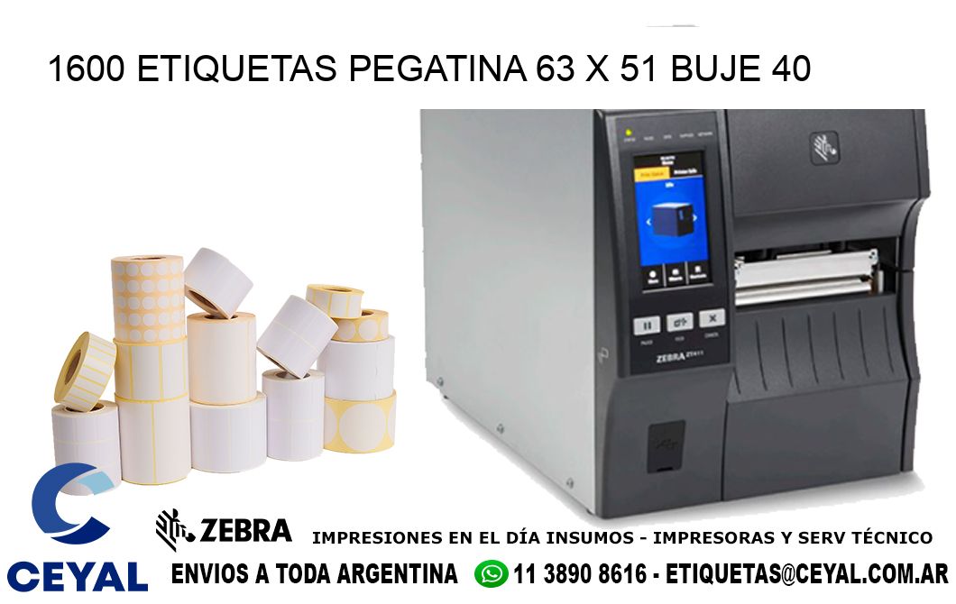 1600 ETIQUETAS PEGATINA 63 x 51 buje 40
