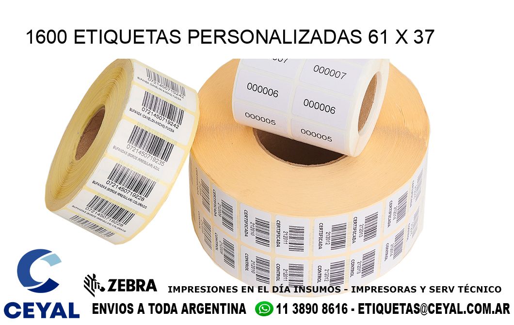 1600 ETIQUETAS PERSONALIZADAS 61 x 37