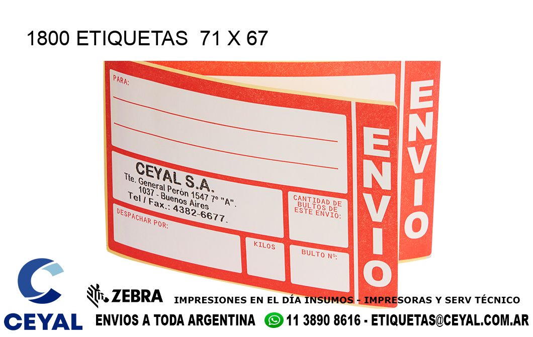 1800 ETIQUETAS 71 x 67