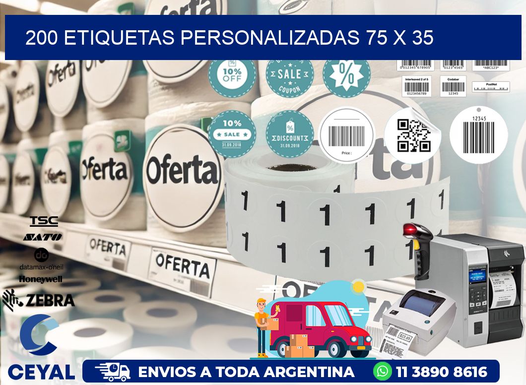 200 ETIQUETAS PERSONALIZADAS 75 x 35