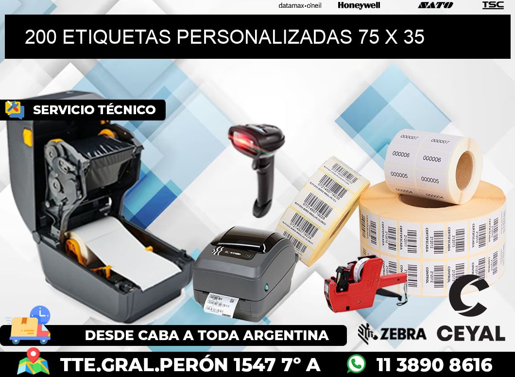 200 ETIQUETAS PERSONALIZADAS 75 x 35