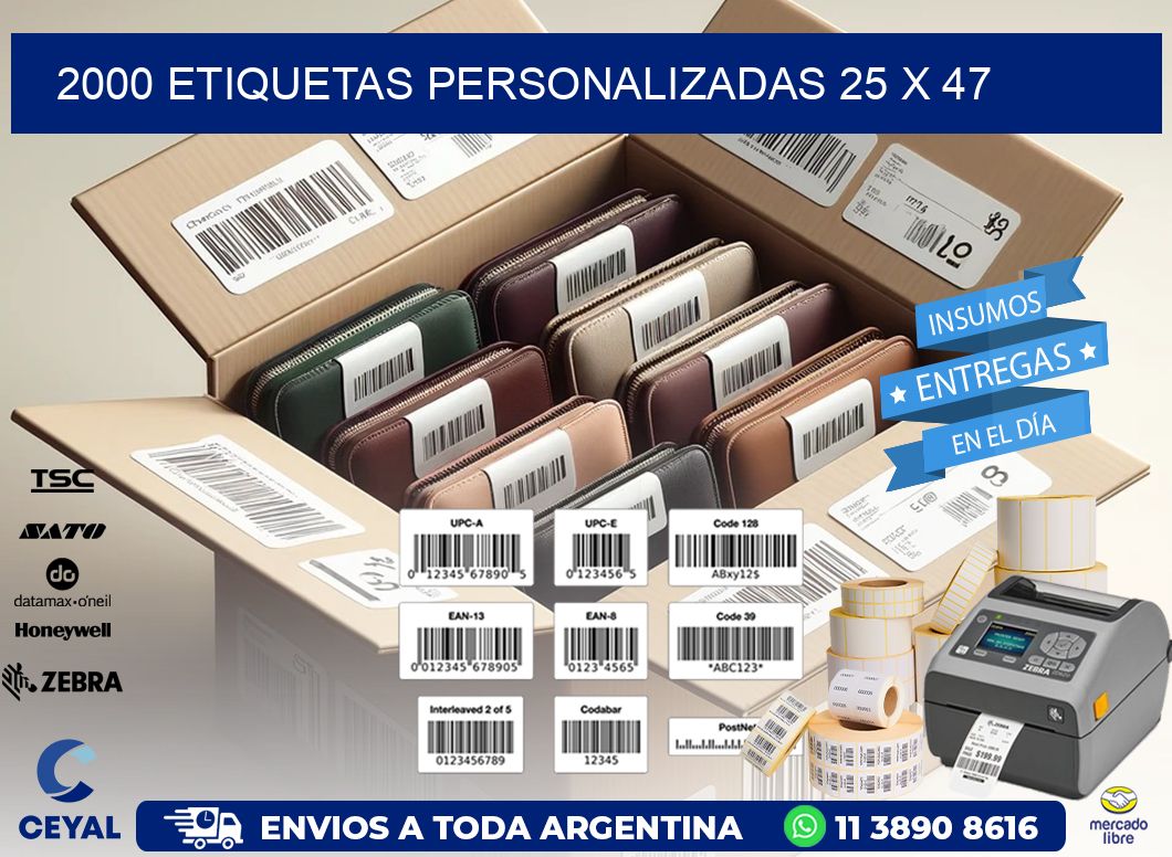 2000 ETIQUETAS PERSONALIZADAS 25 x 47