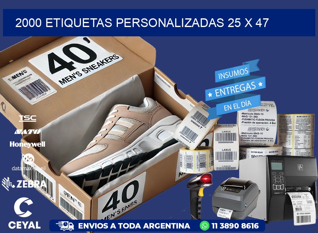 2000 ETIQUETAS PERSONALIZADAS 25 x 47