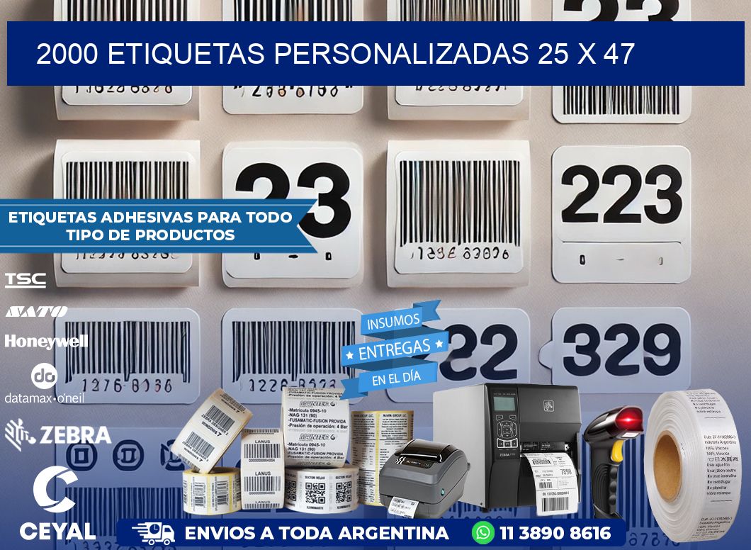 2000 ETIQUETAS PERSONALIZADAS 25 x 47