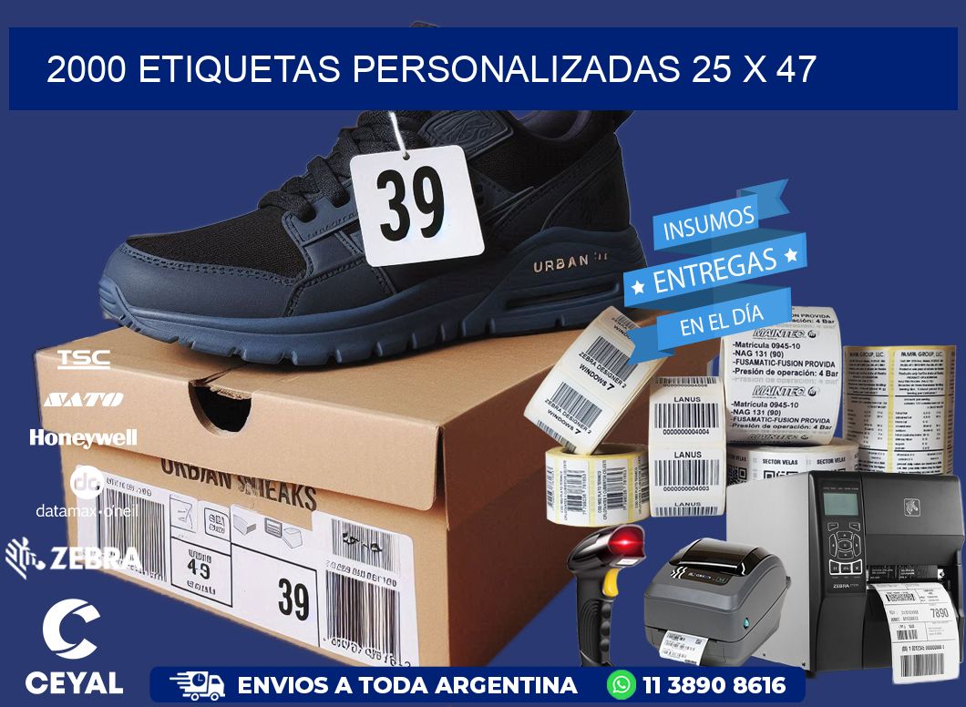 2000 ETIQUETAS PERSONALIZADAS 25 x 47