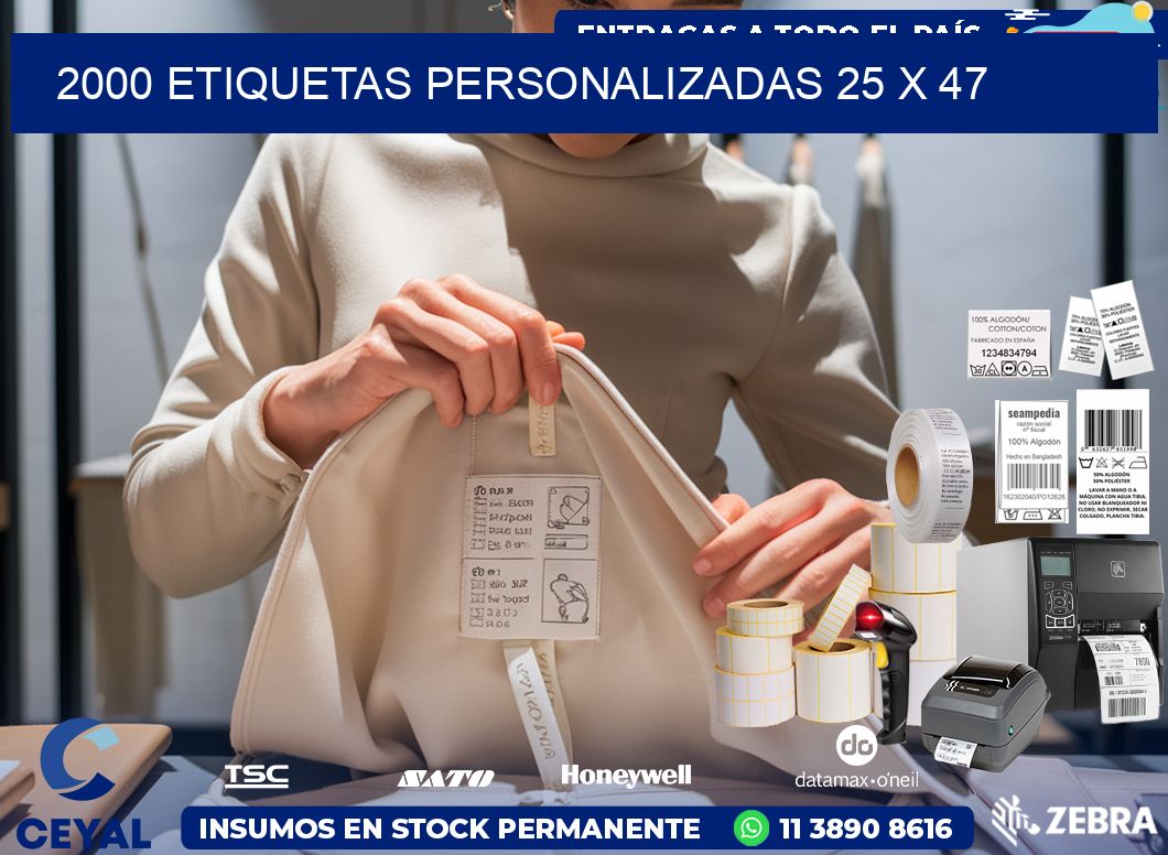 2000 ETIQUETAS PERSONALIZADAS 25 x 47