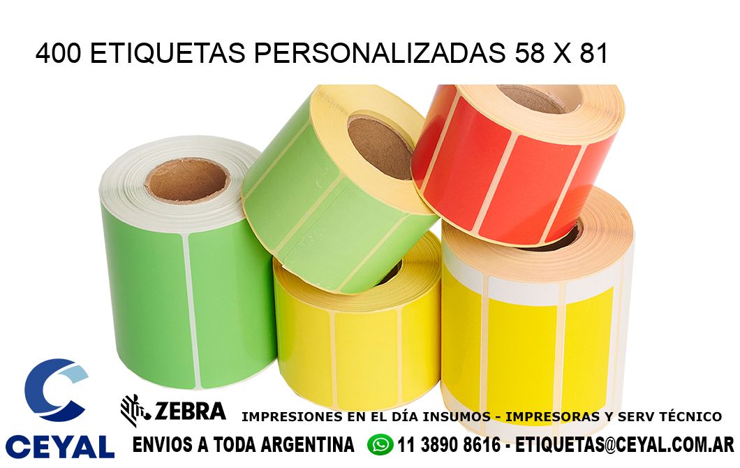 400 ETIQUETAS PERSONALIZADAS 58 x 81