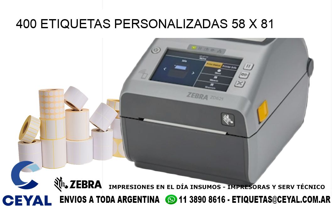400 ETIQUETAS PERSONALIZADAS 58 x 81