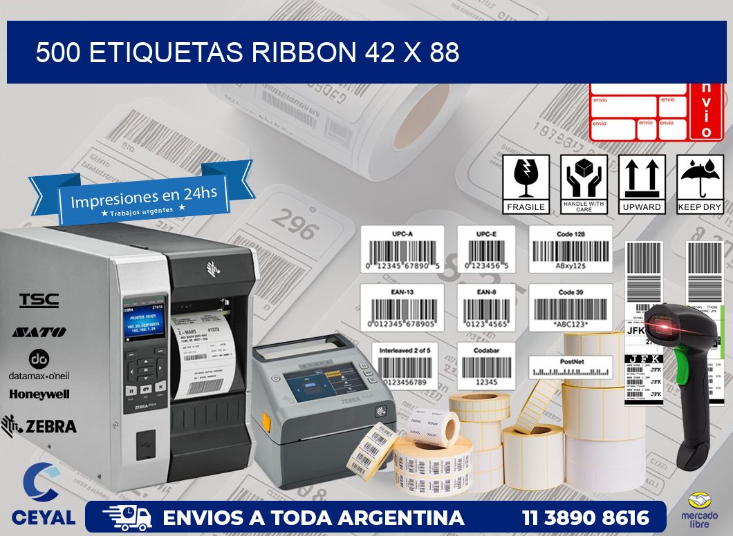 500 ETIQUETAS RIBBON 42 x 88