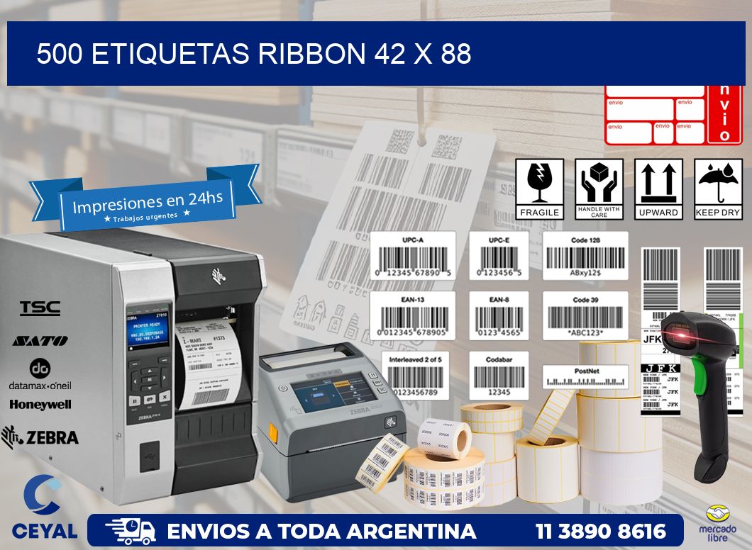 500 ETIQUETAS RIBBON 42 x 88
