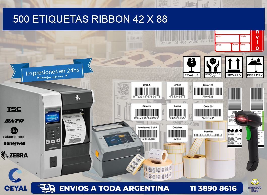 500 ETIQUETAS RIBBON 42 x 88