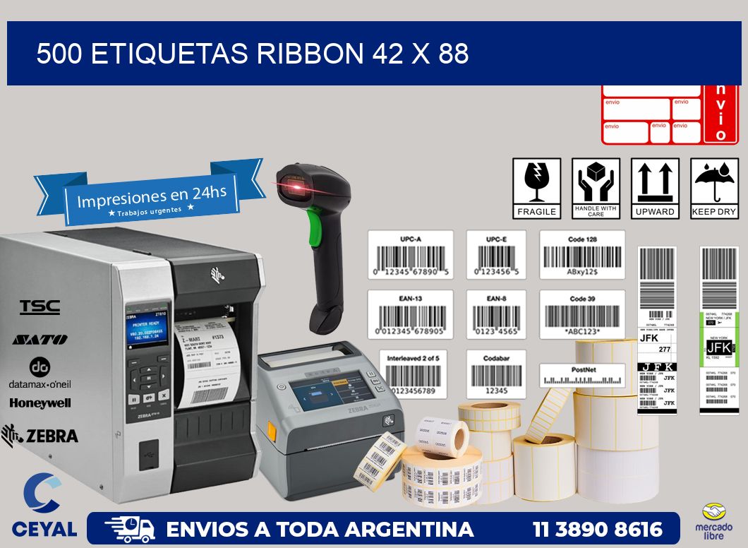 500 ETIQUETAS RIBBON 42 x 88
