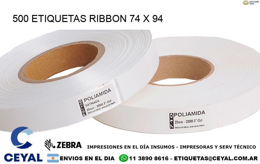500 ETIQUETAS RIBBON 74 x 94