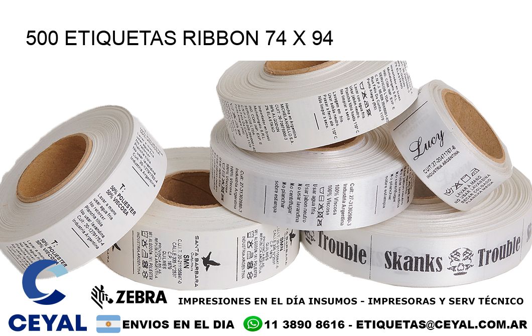 500 ETIQUETAS RIBBON 74 x 94