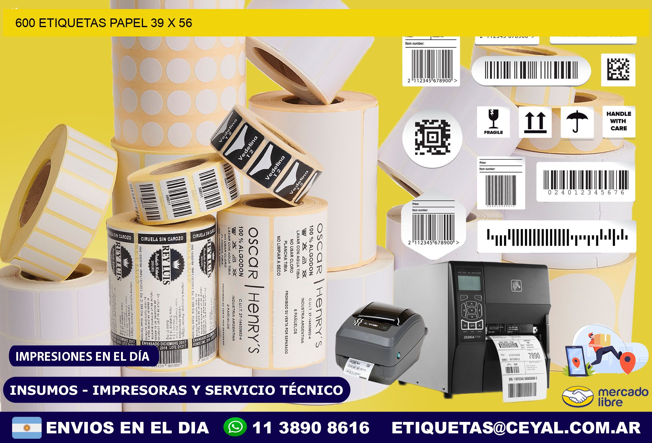 600 ETIQUETAS PAPEL 39 x 56