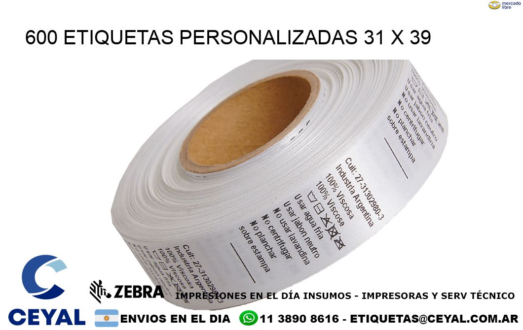 600 ETIQUETAS PERSONALIZADAS 31 x 39