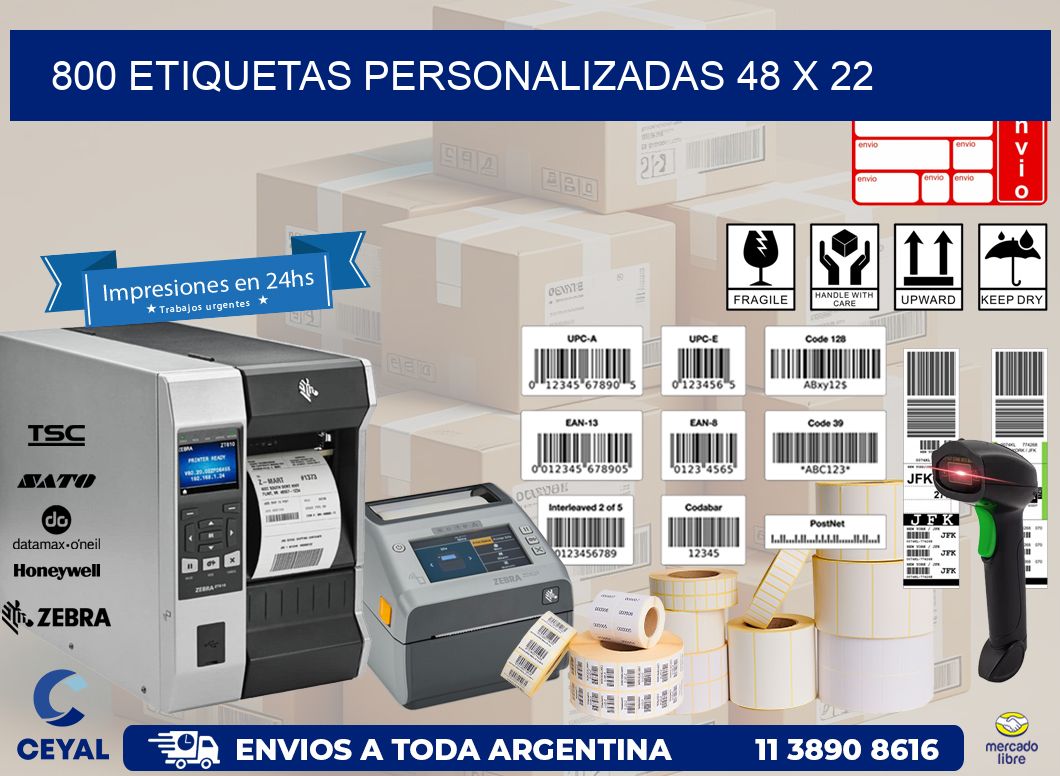 800 ETIQUETAS PERSONALIZADAS 48 x 22