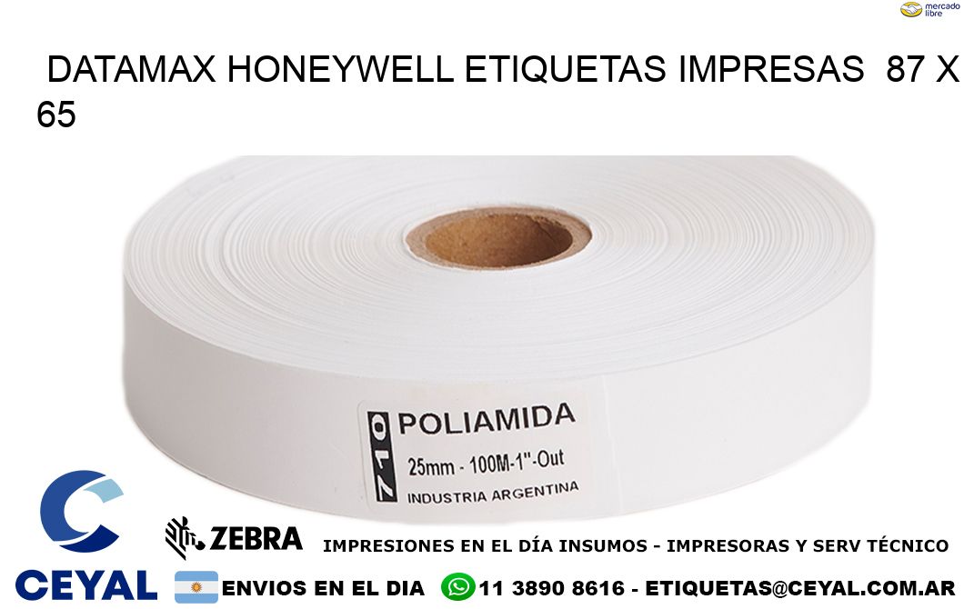 DATAMAX HONEYWELL ETIQUETAS IMPRESAS  87 x 65