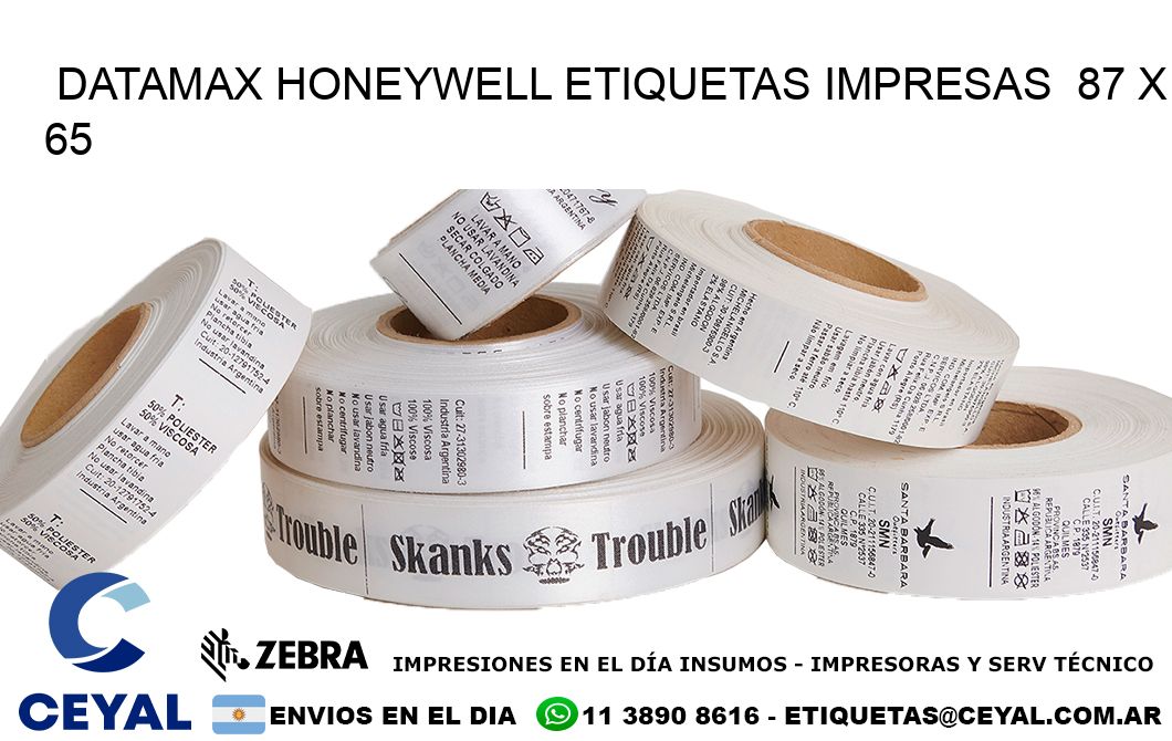DATAMAX HONEYWELL ETIQUETAS IMPRESAS  87 x 65