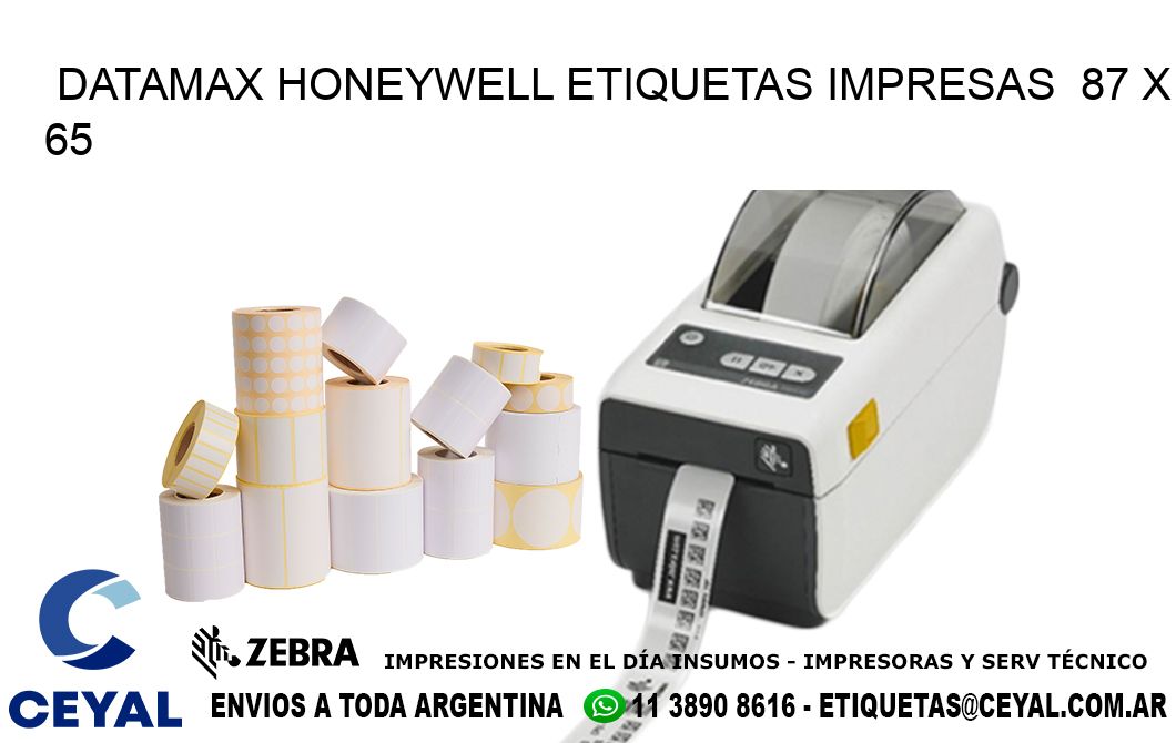 DATAMAX HONEYWELL ETIQUETAS IMPRESAS  87 x 65