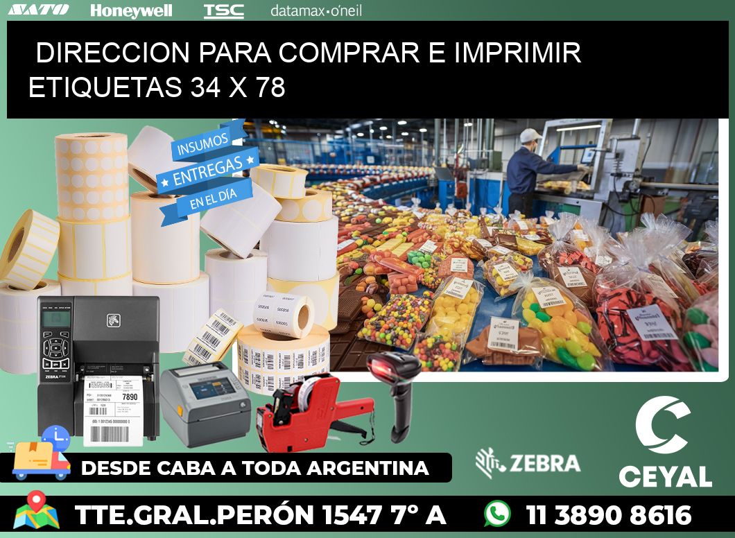 DIRECCION PARA COMPRAR E IMPRIMIR ETIQUETAS 34 x 78