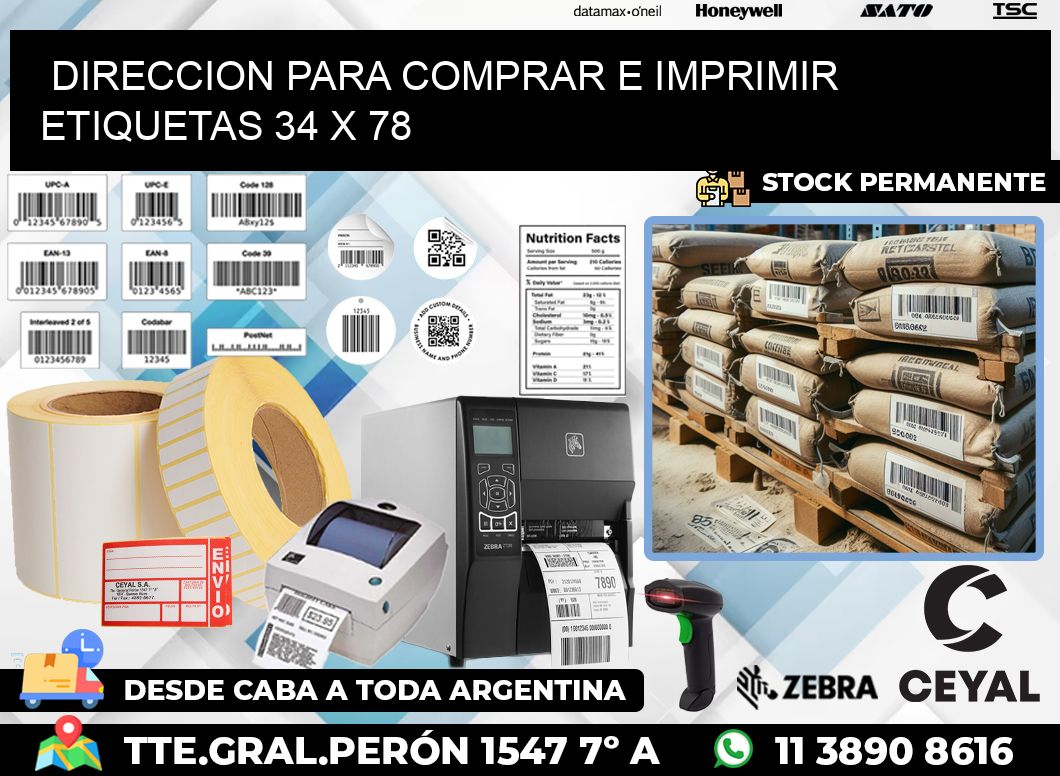 DIRECCION PARA COMPRAR E IMPRIMIR ETIQUETAS 34 x 78