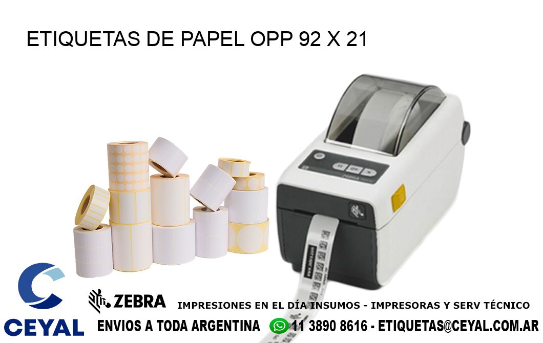 ETIQUETAS DE PAPEL OPP 92 x 21