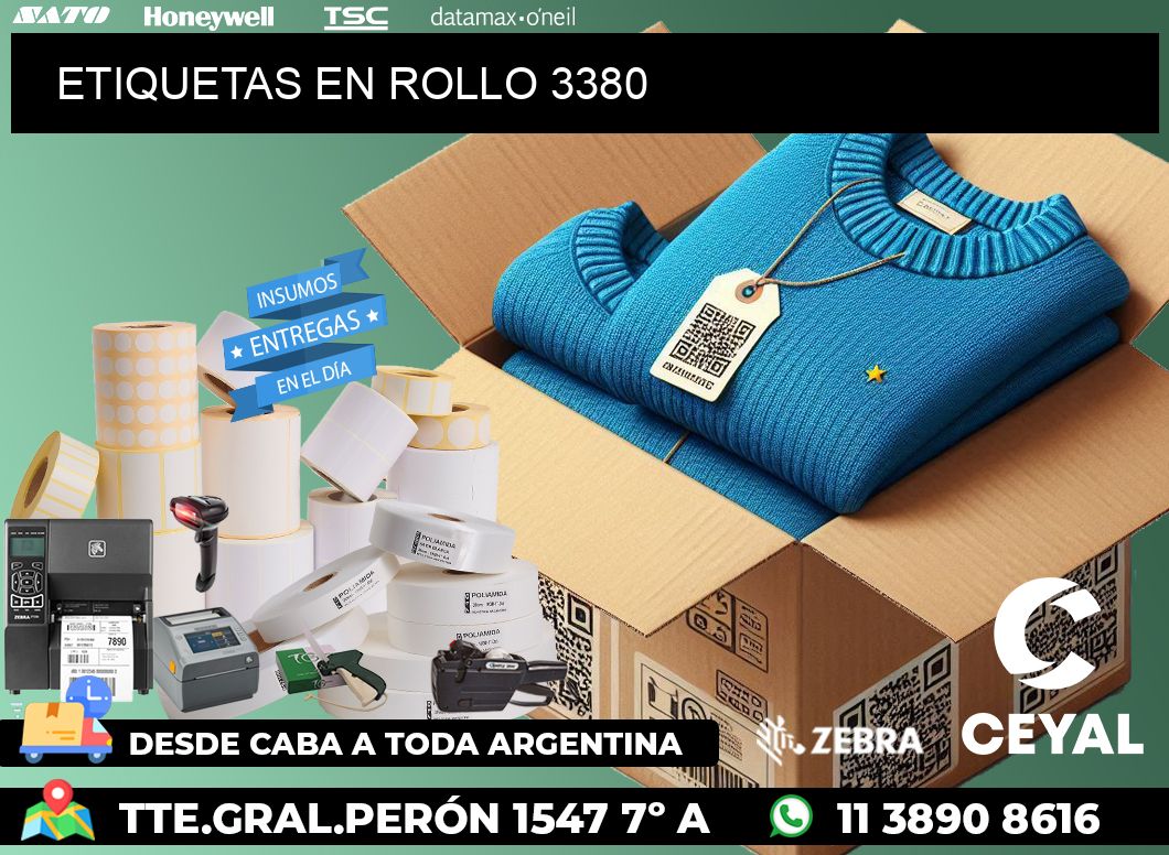 ETIQUETAS EN ROLLO 3380