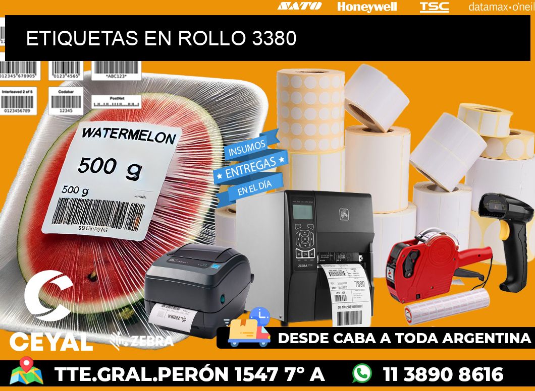 ETIQUETAS EN ROLLO 3380