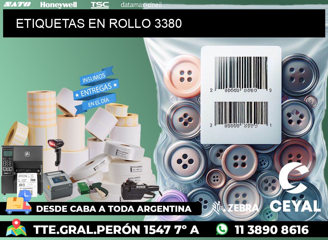 ETIQUETAS EN ROLLO 3380