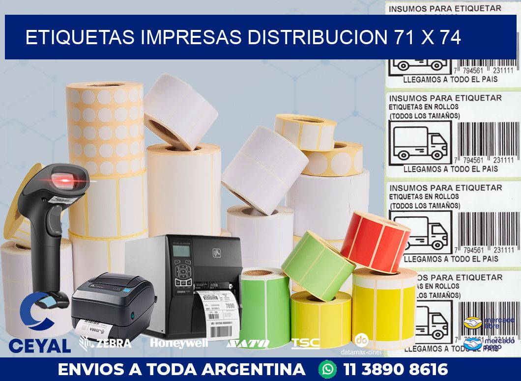 ETIQUETAS IMPRESAS DISTRIBUCION 71 x 74