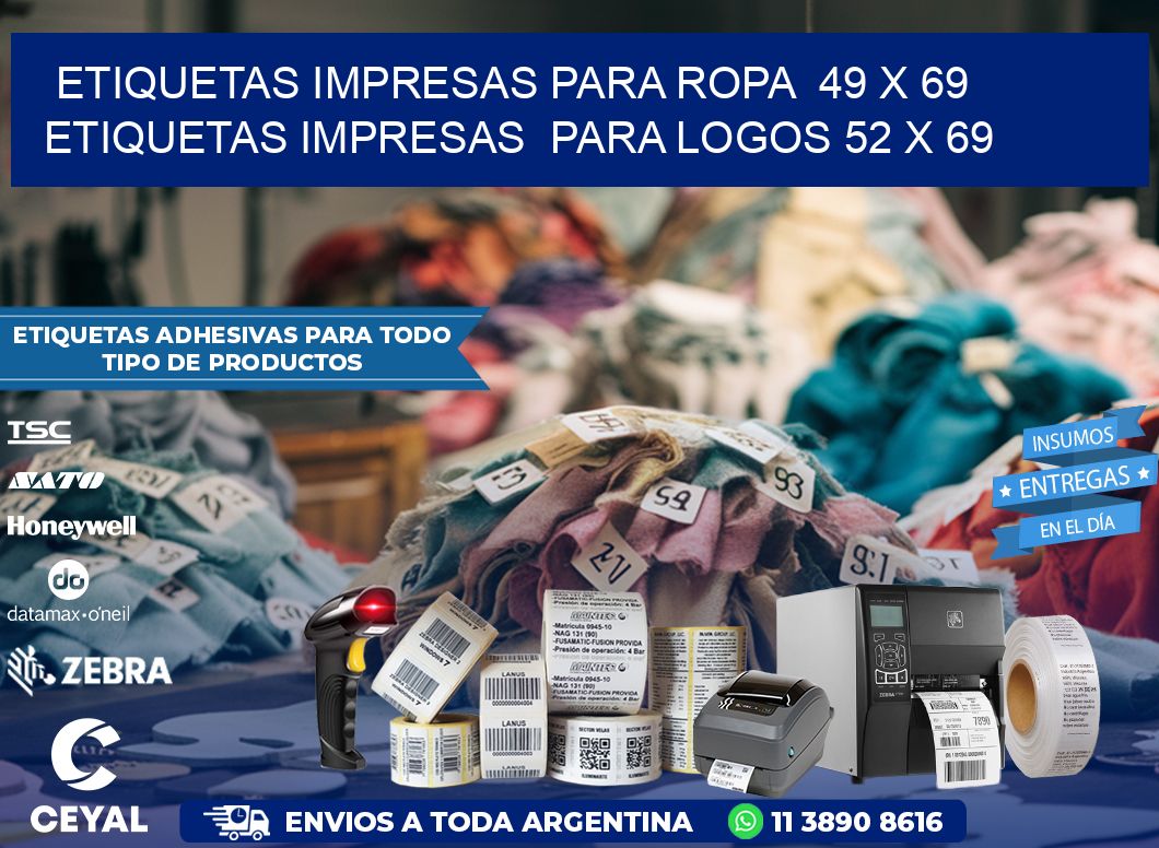 ETIQUETAS IMPRESAS PARA ROPA 49 x 69 ETIQUETAS IMPRESAS PARA LOGOS 52 x 69
