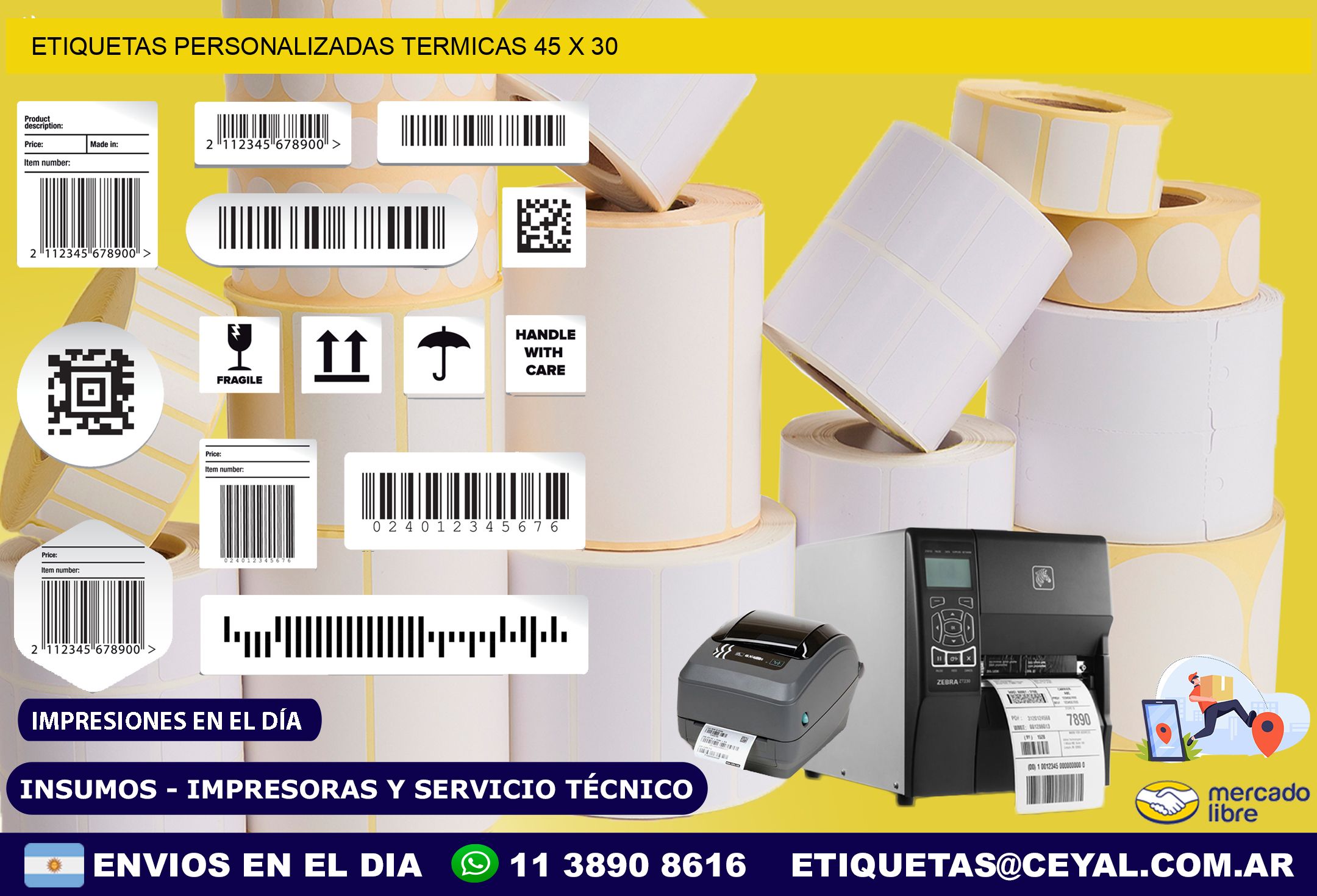 ETIQUETAS PERSONALIZADAS TERMICAS 45 x 30