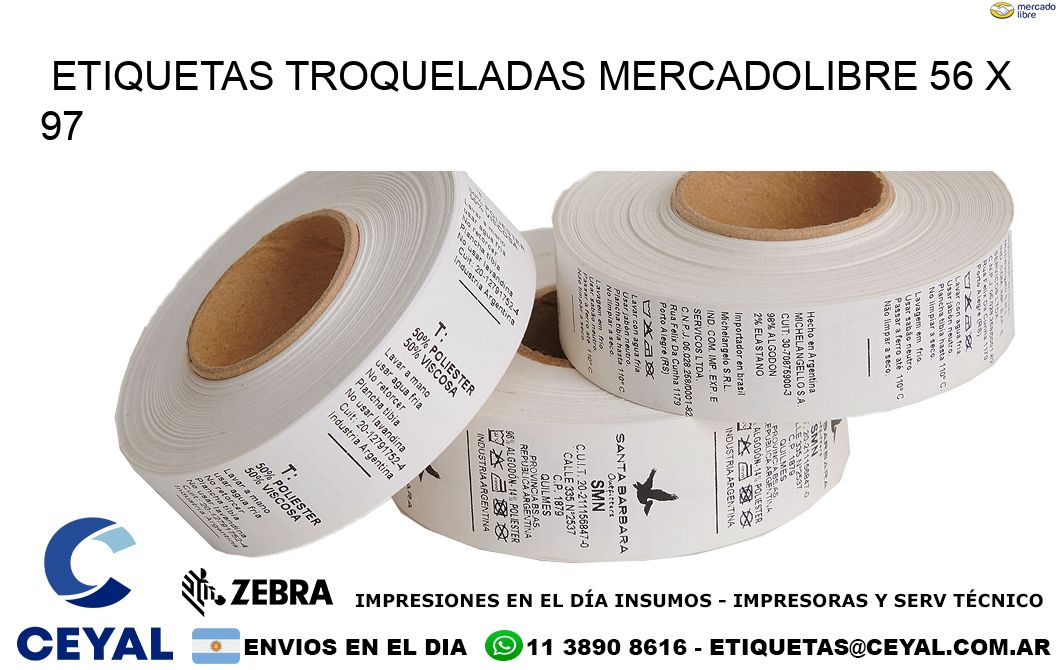 ETIQUETAS TROQUELADAS MERCADOLIBRE 56 x 97